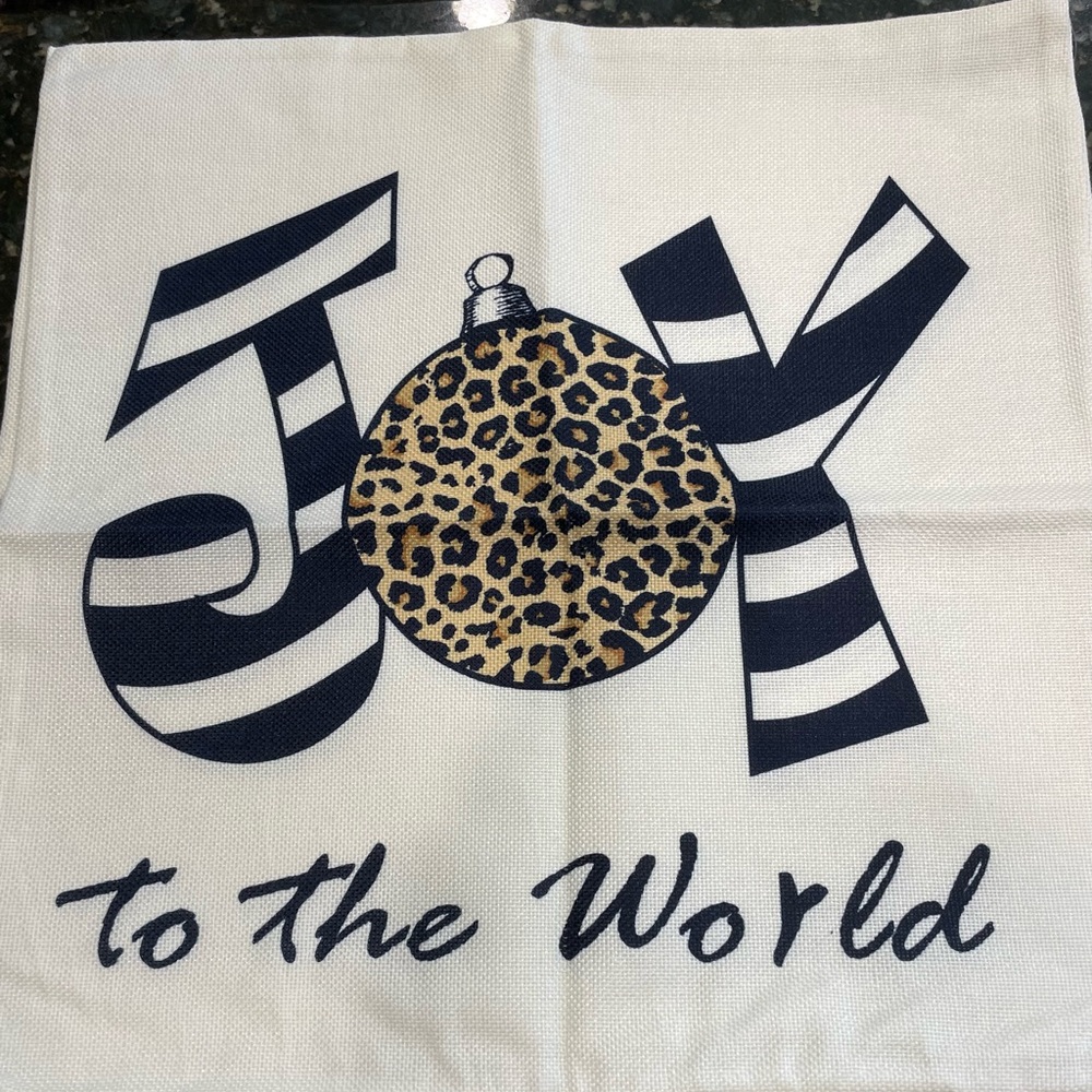 New Joy To The World Pillow Cover. Fits 18”x 18” Pillow. Zipper Closure